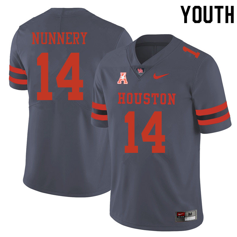 Youth #14 Mannie Nunnery Houston Cougars College Football Jerseys Sale-Gray